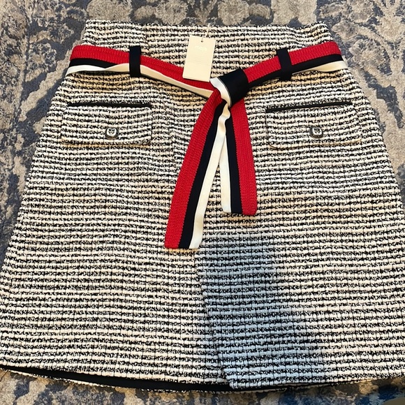 MAJE JENALA COTTON BLEND TWEED MINISKIRT IN BLACK/ WHITE - Picture 5 of 5